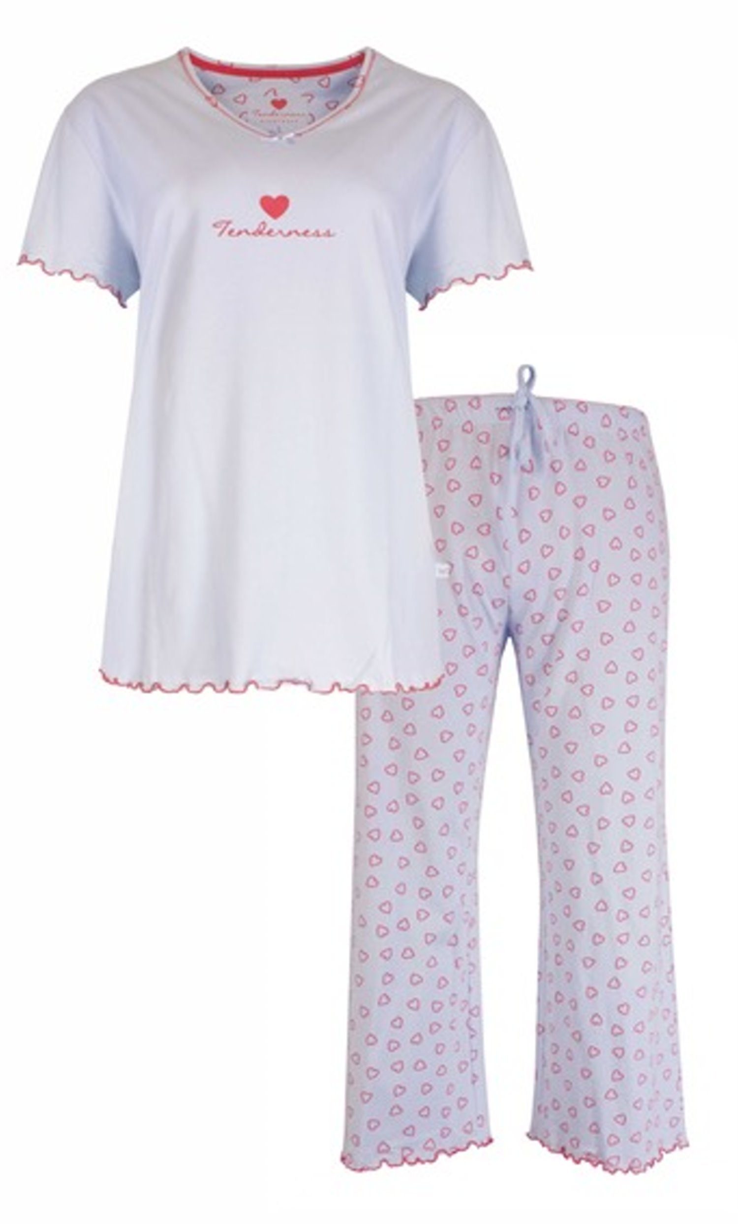 Tenderness Schlafanzug Damen Pyjama mit tlg) Caprihose (2 Baumwolle