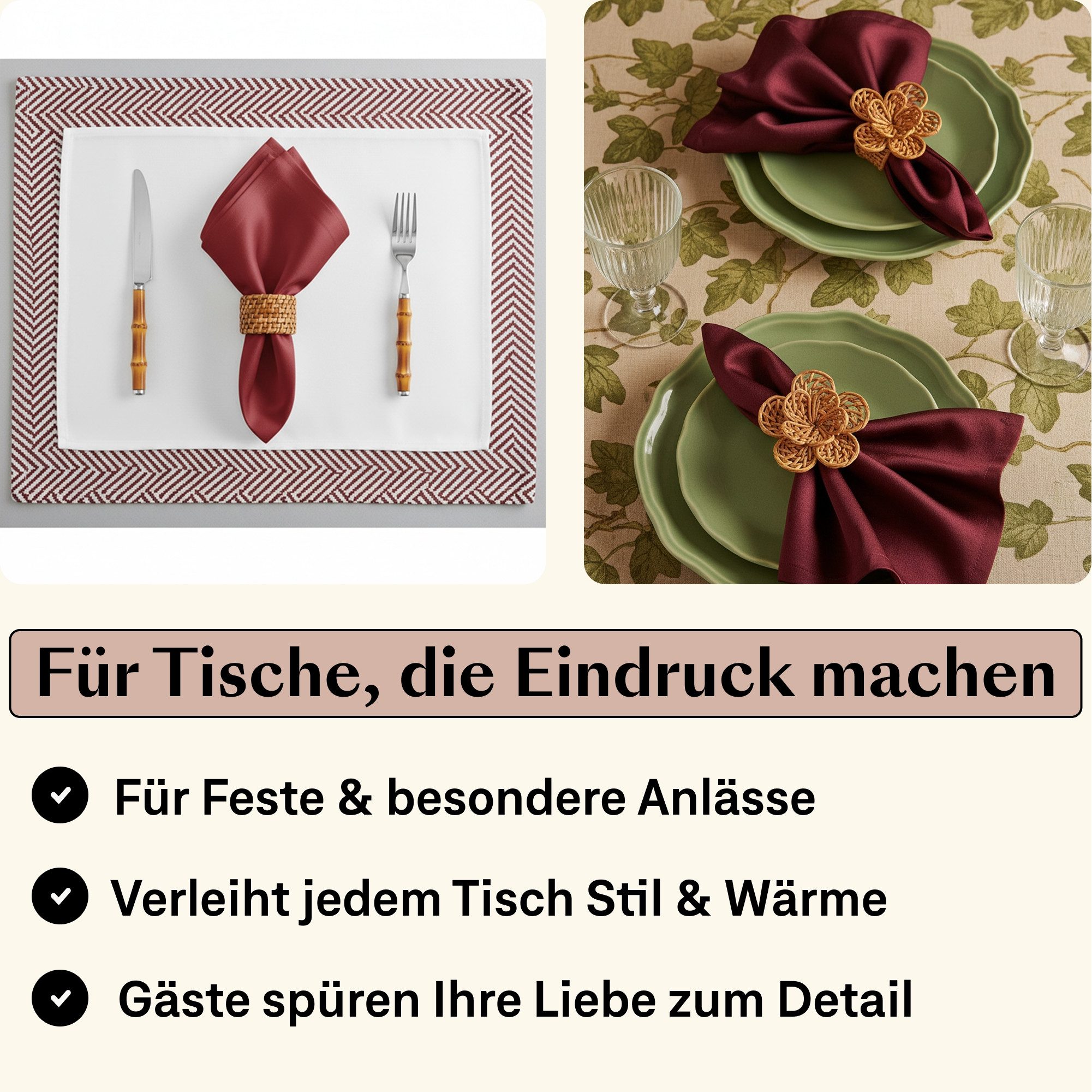 Seralino Stoffserviette 100% Bio-Baumwolle, (Set, 12 St., Wiederverwendbar), 40x40 cm & 45x45 cm