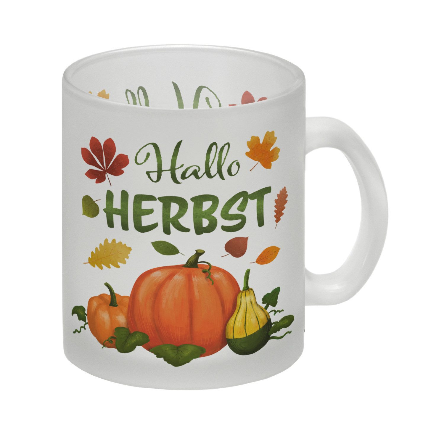 speecheese Tasse Hallo Herbst Glas Tasse mit hübschen Kürbissen