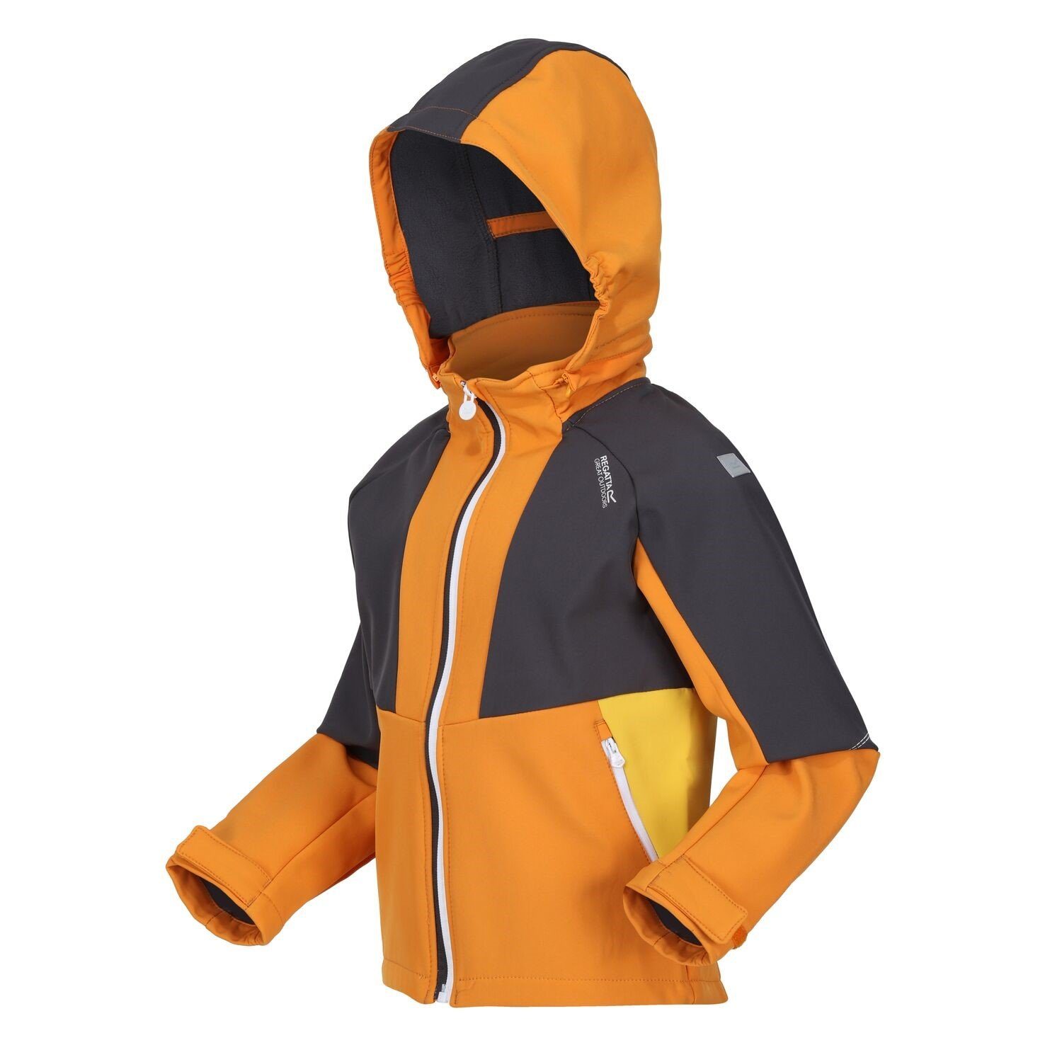 Regatta Softshelljacke Kinder mit Kapuze Haydenbury Dehnbar und wasserabweisend Orange