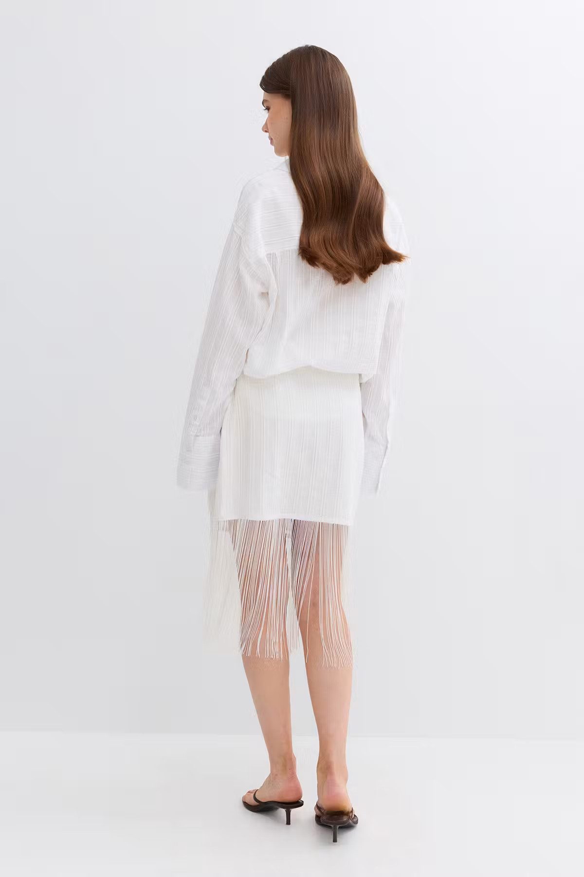 Gina Tricot Minirock Structured skirt - Wickelrock Plissee mit Bindeband - Damen Minirock