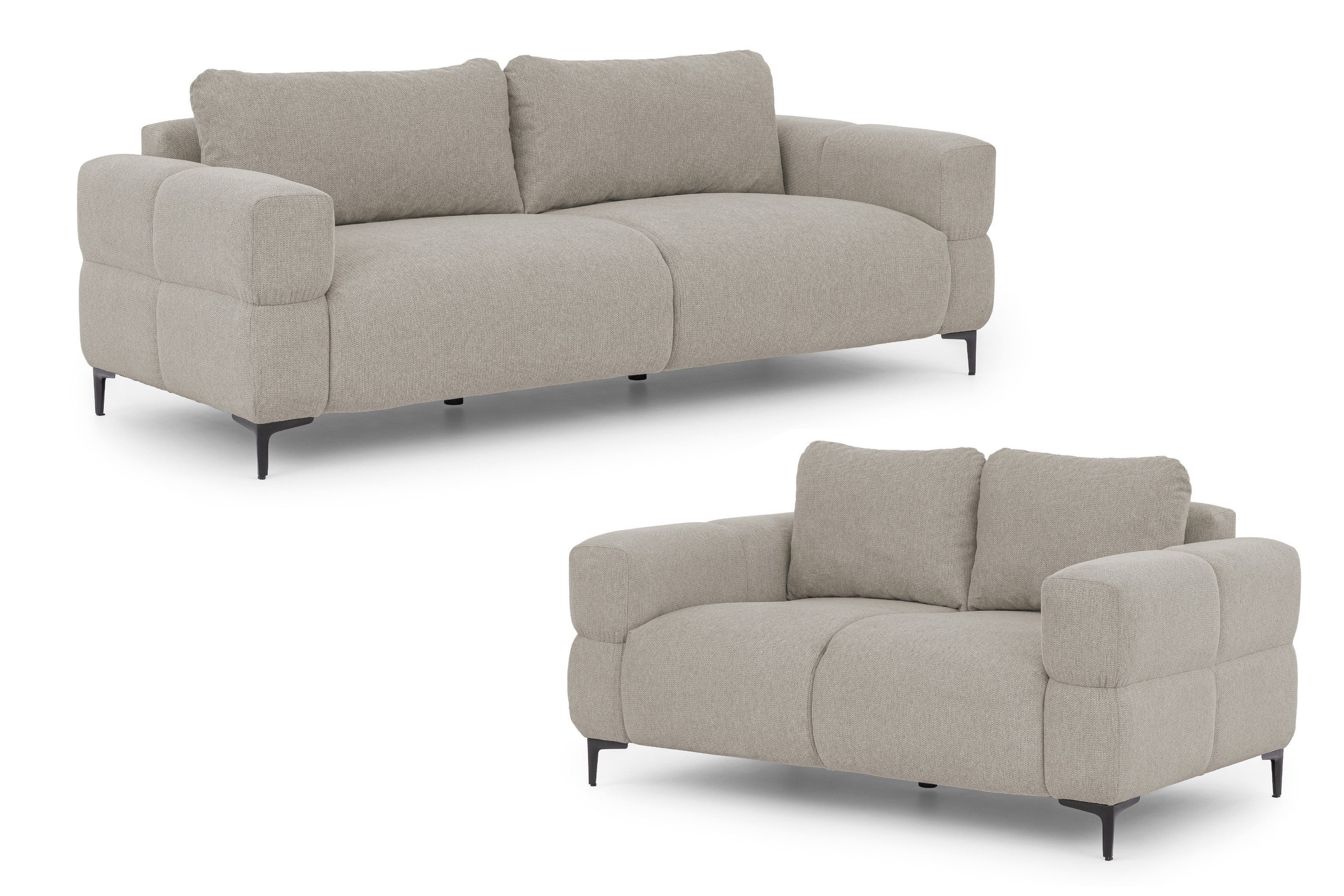 S-Style Möbel Polstergarnitur 3+2 Cardea in Bubble-Optik aus weichem Strukturstoff, mit Wellenfederung und hohem Sitzkomfort