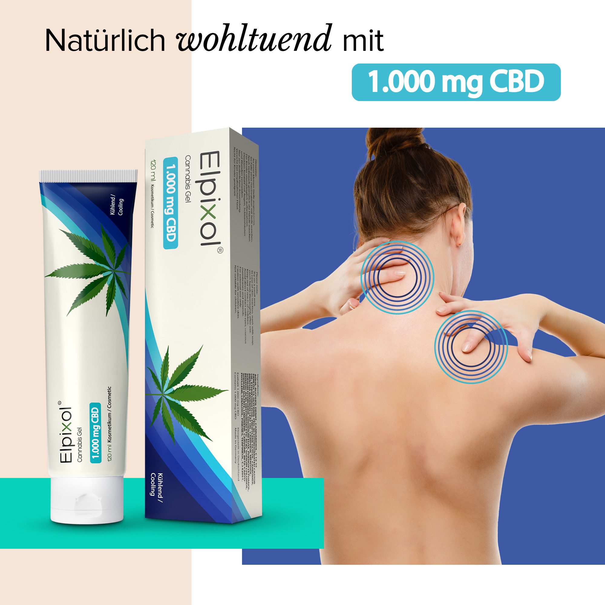 Elpixol® Körpergel Cannabis Gel mit 1.000 mg CBD – kühlend mit Menthol und Kampfer für eine kühlende Wirkung, ideal bei Überhitzung und Spannungsgefühlen