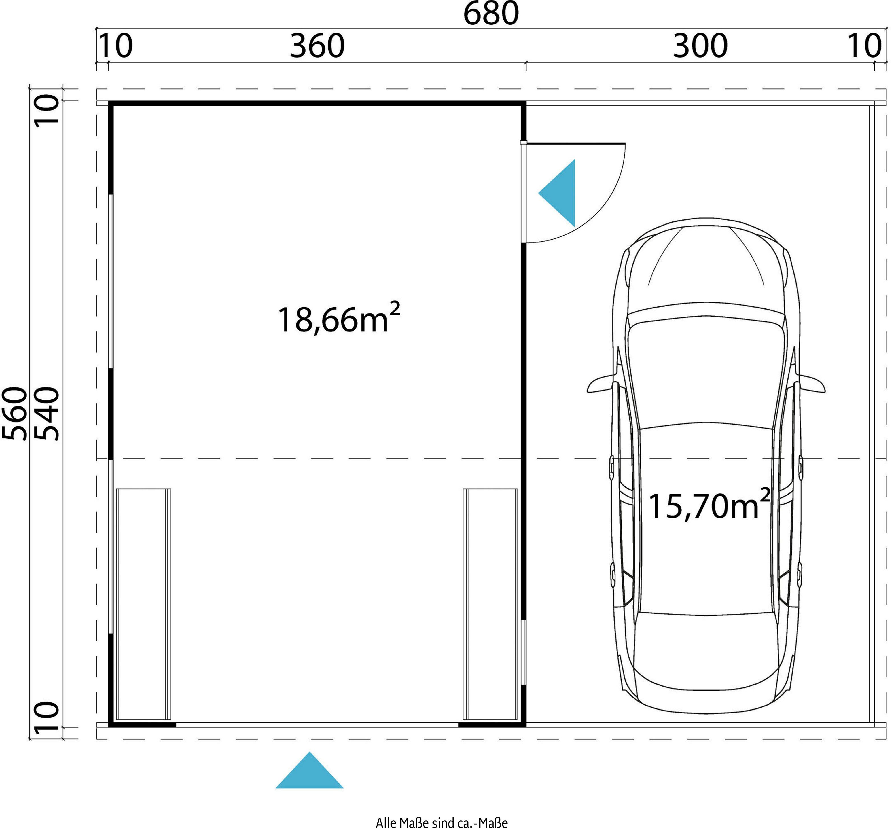 LASITA MAJA Garage Bahamas Eingang), (Set, Mit zusätzliche Garage Sektionaltor schwedenrot 