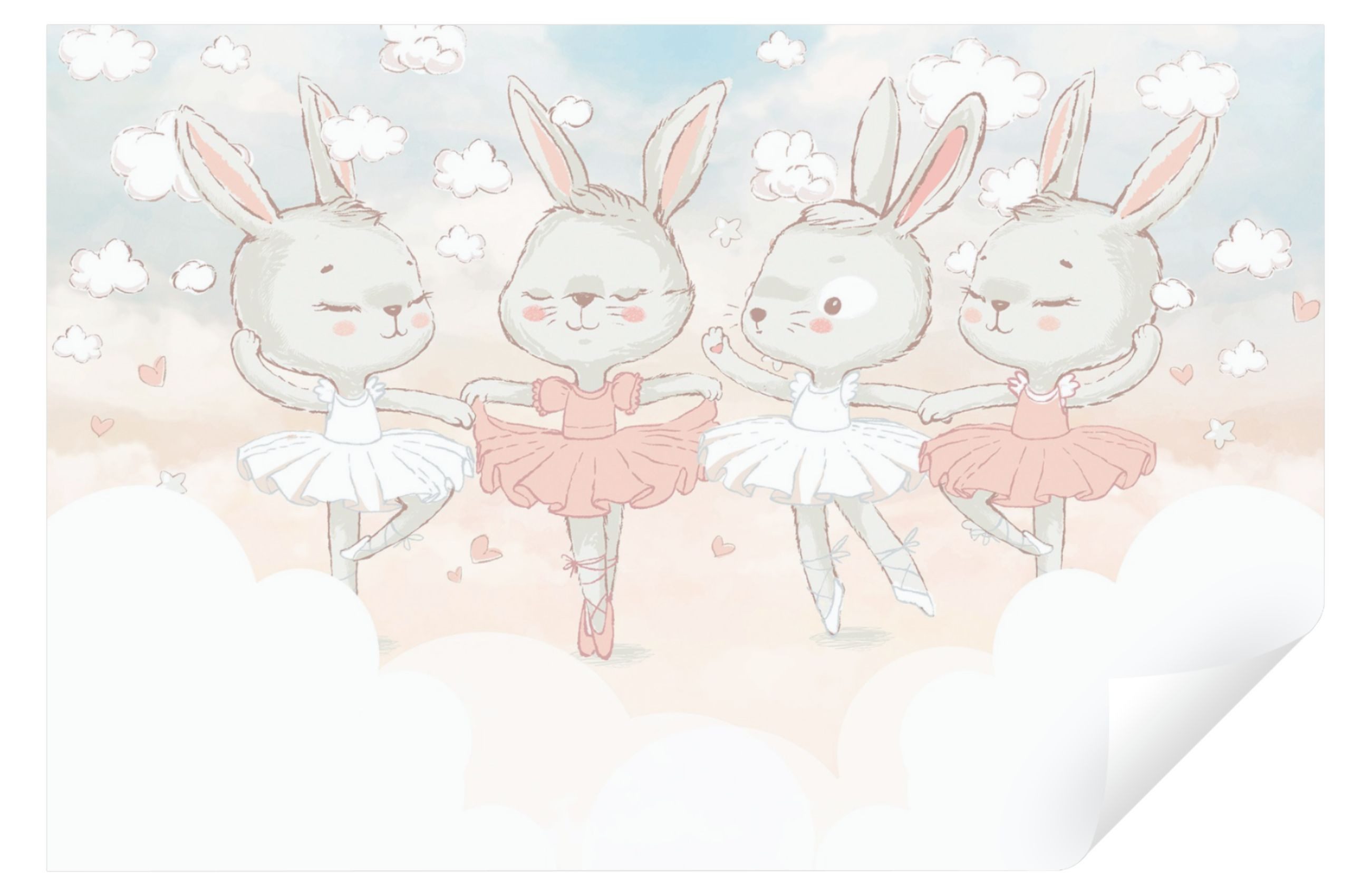 Wallarena Fototapete Kinderzimmer Mädchen Kaninchen Kinder Vlies Tapete Babyzimmer, Glatt, Tiere, Tapete inklusive Kleister Vliestapete Motivtapete