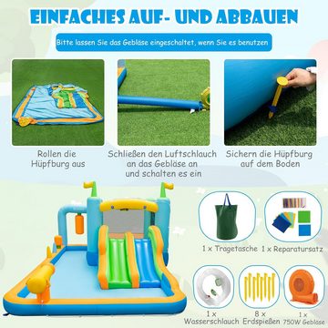 KOMFOTTEU Hüpfburg Wasserpark, mit Wasserrutsche, für Kinder 3-10 Jahre
