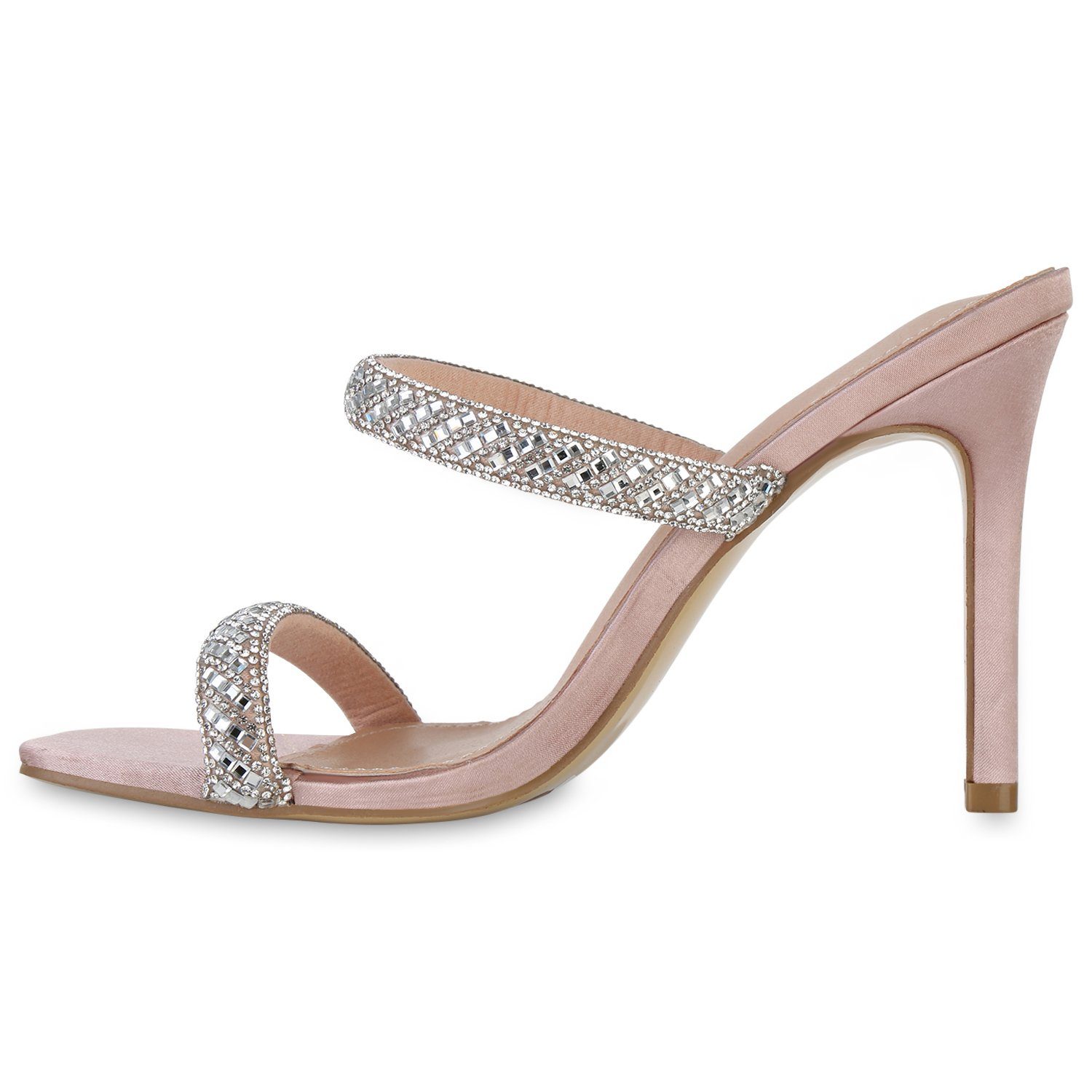 Gold Schuhe Bequeme VAN HILL 840012 Rose High-Heel-Sandalette