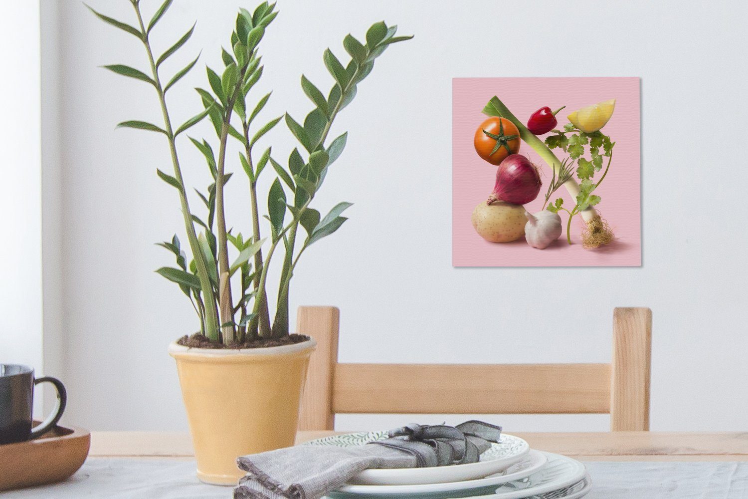 - St), Bilder Leinwand Wohnzimmer - (1 OneMillionCanvasses® Gemüse für Schlafzimmer Rosa, Lebensmittel Leinwandbild