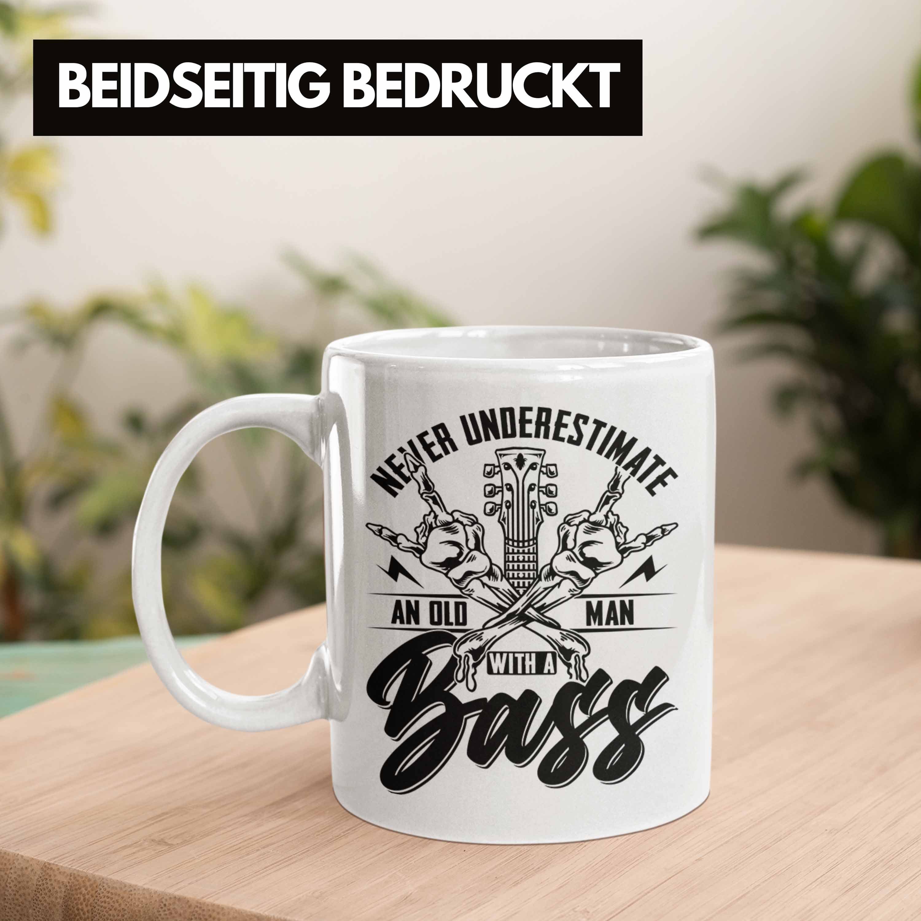 Trendation Tasse Bassist Tasse Geschenk Bass-Spieler Weiss Never Geschenkidee Kaffee-Becher U