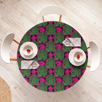 Abakuhaus Tischdecke Rundum-elastische Stofftischdecke, Tropisch Groß und detaillierte Blätter