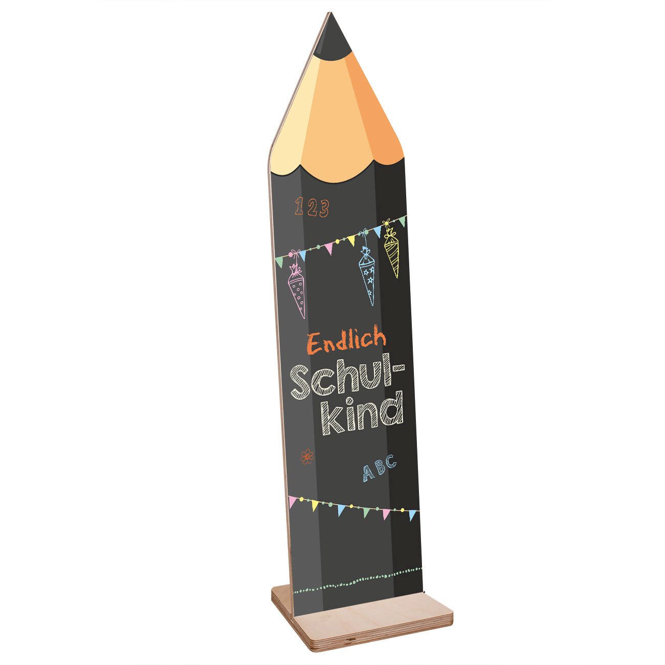 Striefchen Dekofigur Aufsteller zur Einschulung - Holz Schild für den Schulanfang (80 cm)