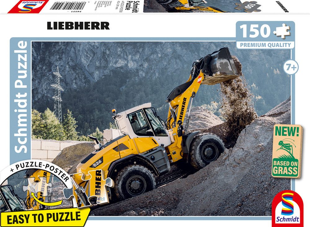 Schmidt Spiele Puzzle Puzzle Liebherr Radlader L526 inkl. Poster 150 Teile, Puzzleteile