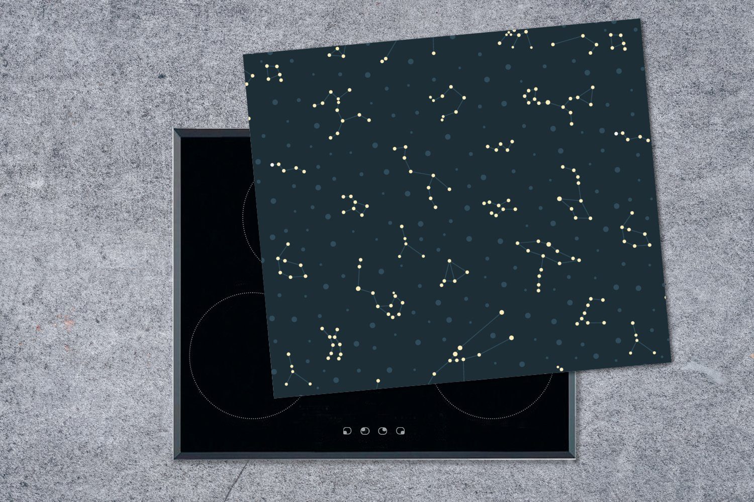 MuchoWow Herdblende-/Abdeckplatte Sterne (1 nutzbar, Vinyl, Muster, Himmel - tlg), Arbeitsfläche Ceranfeldabdeckung Mobile cm, - 60x52