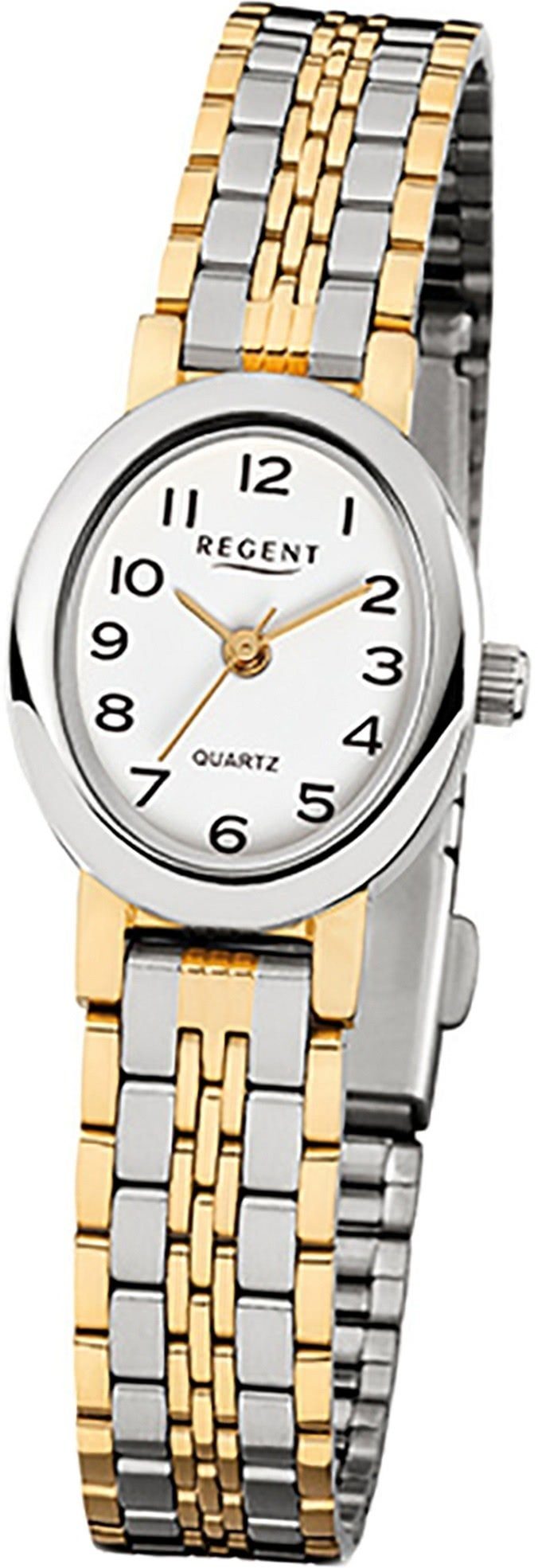 ionenplattiert Uhr Damenuhr Regent Edelstahl, Quarzuhr, 20x24mm) Quarzuhr Stahl ovales Gehäuse, (ca. F-393 Regent klein Damen