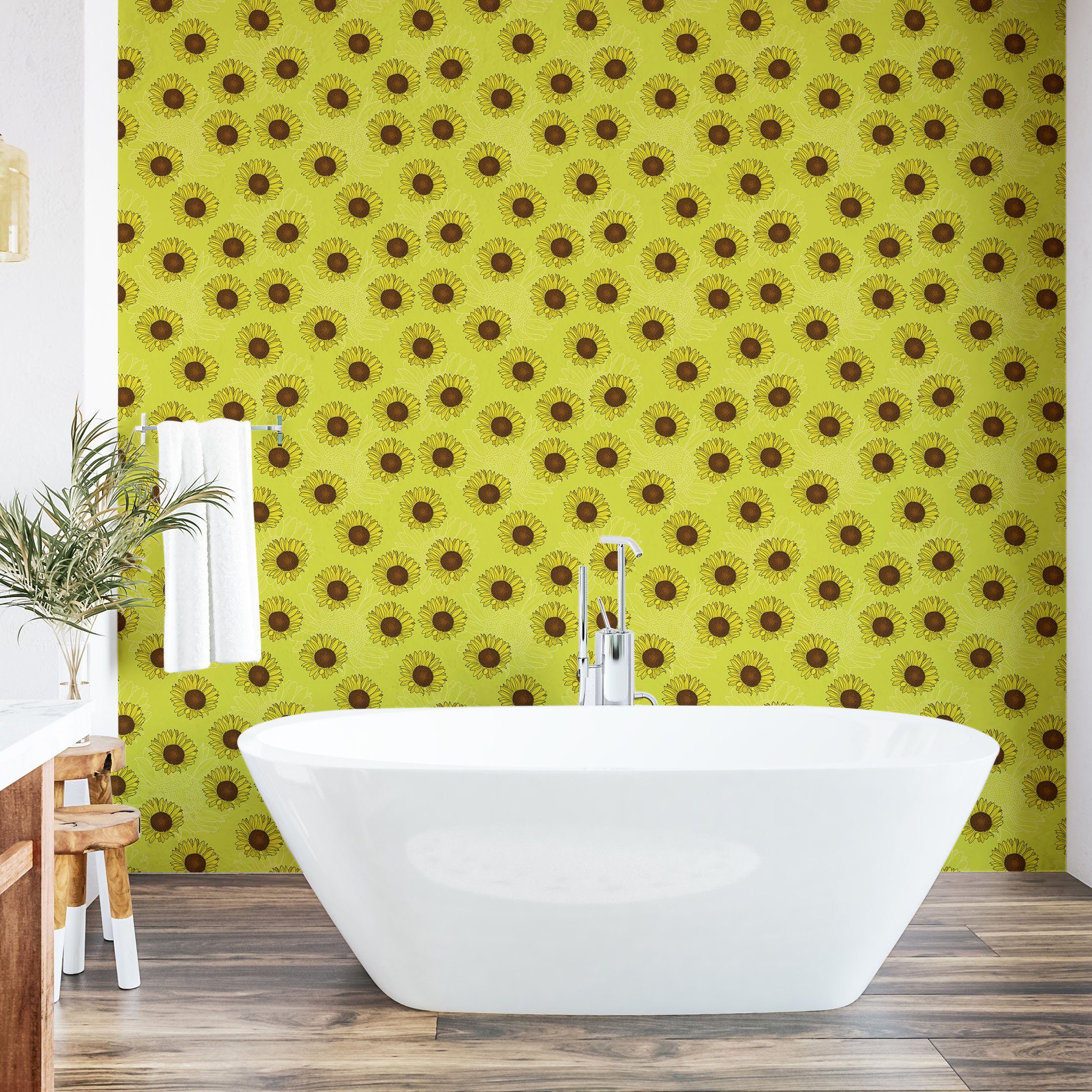 Wohnzimmer Küchenakzent, Silhouette Rustikale Blumen Vinyltapete selbstklebendes Sonnenblumen Abakuhaus