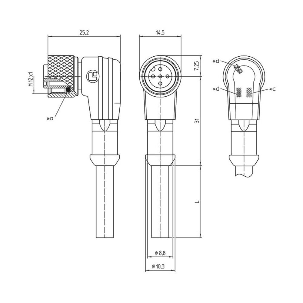 Lutronic Steckdose Lutronic 1162 Sensor-/Aktor-Anschlussleitung M12 Stecker, gerade, Buch, 1210 1206 04 L2 301 5m