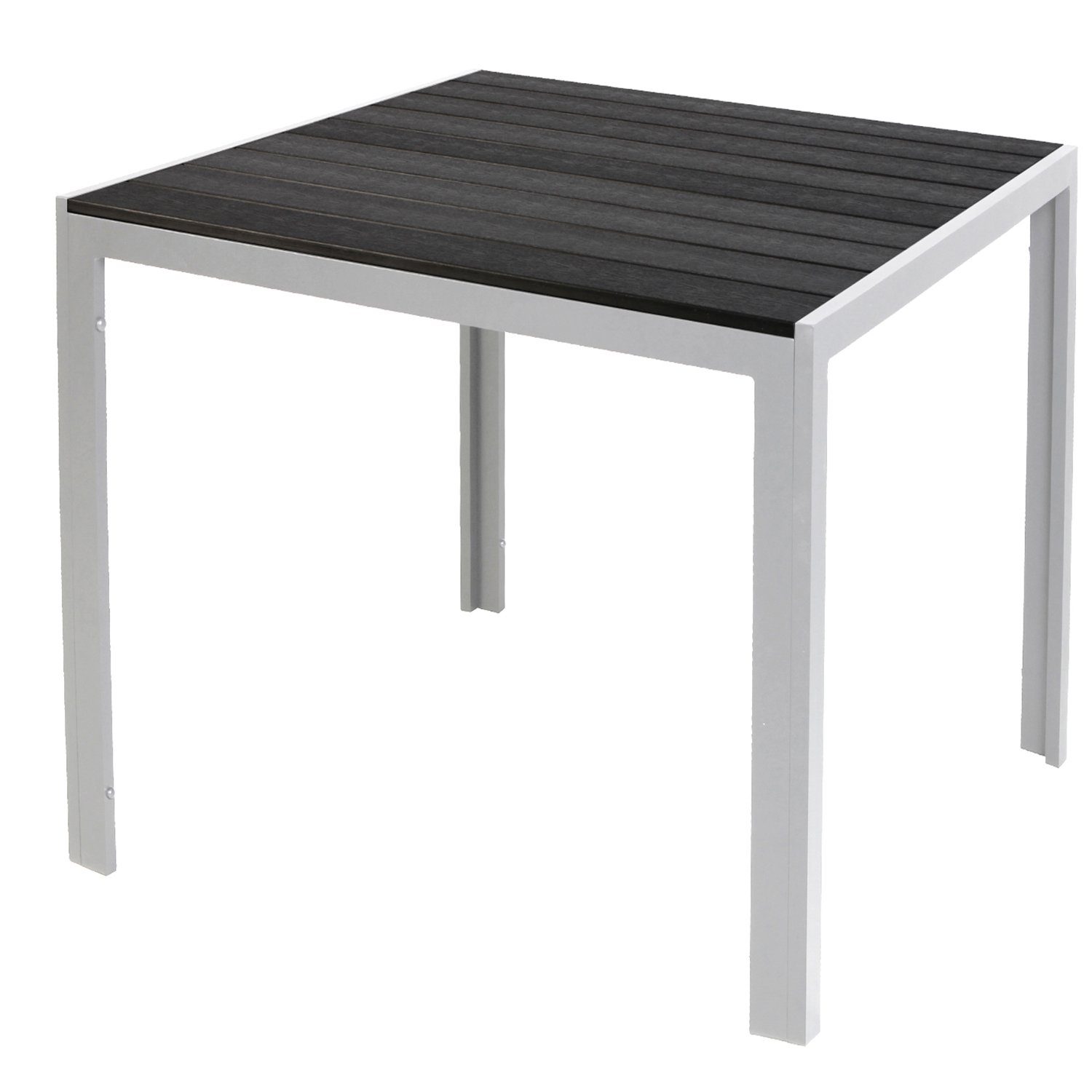 Mojawo Küchentisch Non-Wood Gartentisch Aluminium Silber / Schwarz 90x90cm