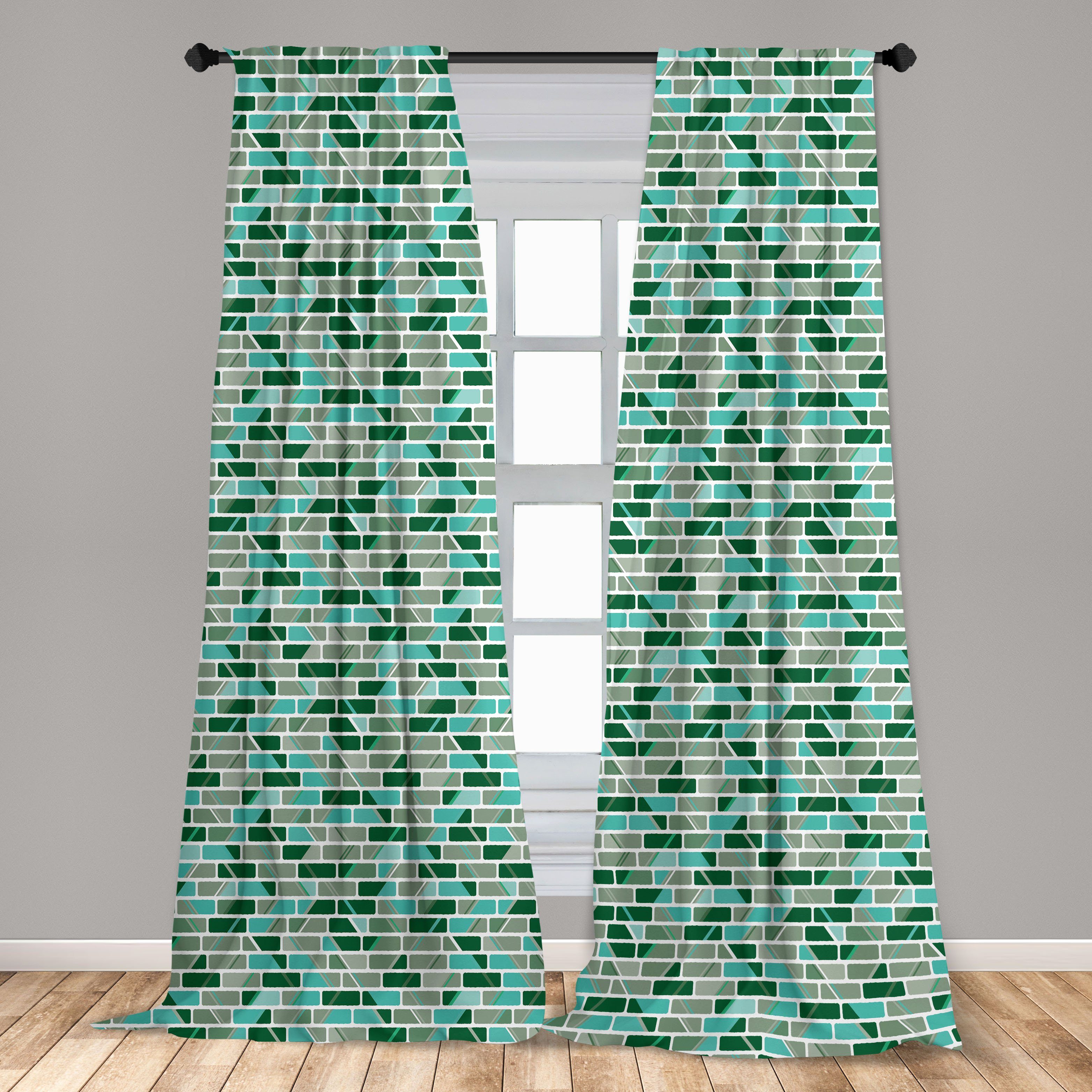 Gardine Vorhang für Wohnzimmer Schlafzimmer Abakuhaus, Creative-Bild Backstein Microfaser, Dekor, Blöcken mit