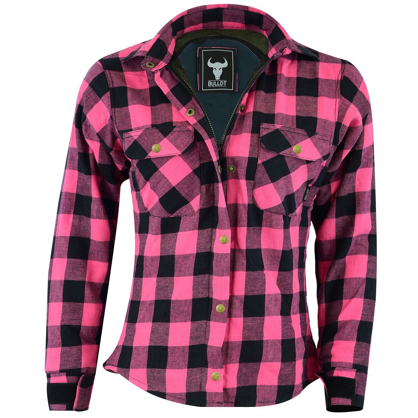 BULLDT Motorradjacke BLD1200 (mit 4 CE-Protektoren) Damen Motorradhemd Lumberjack Hemd Futter aus Aramid-Kevlar-Fasern