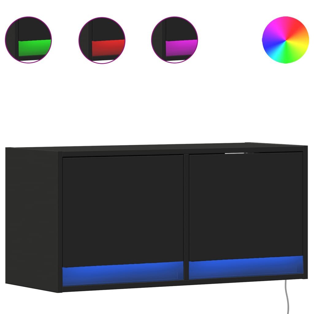 vidaXL TV-Wand TV-Wandschrank mit LED-Beleuchtung Schwarz 80x31x38 cm, (1-S günstig online kaufen