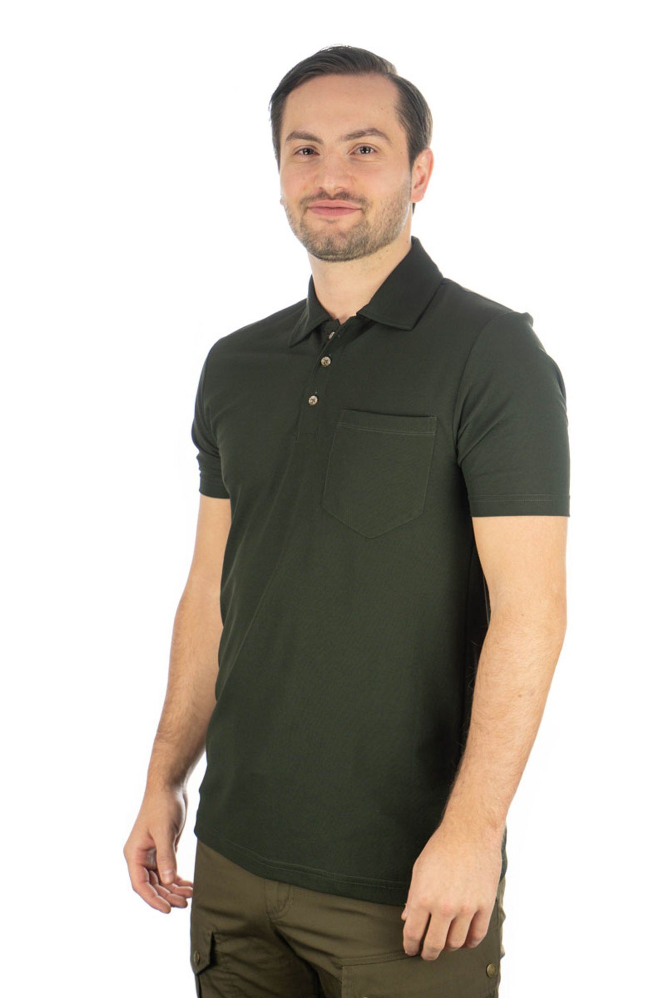 Tom Collins Poloshirt Zanfi Kurzarmshirt mit aufgesetzter Brusttasche trachtengrün | Poloshirts