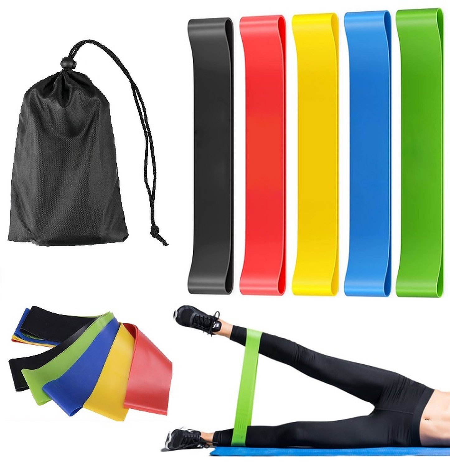 BAYLI Kurzhantel Fitnessbänder Set, 5 Stück Widerstandsbänder für Krafttraining