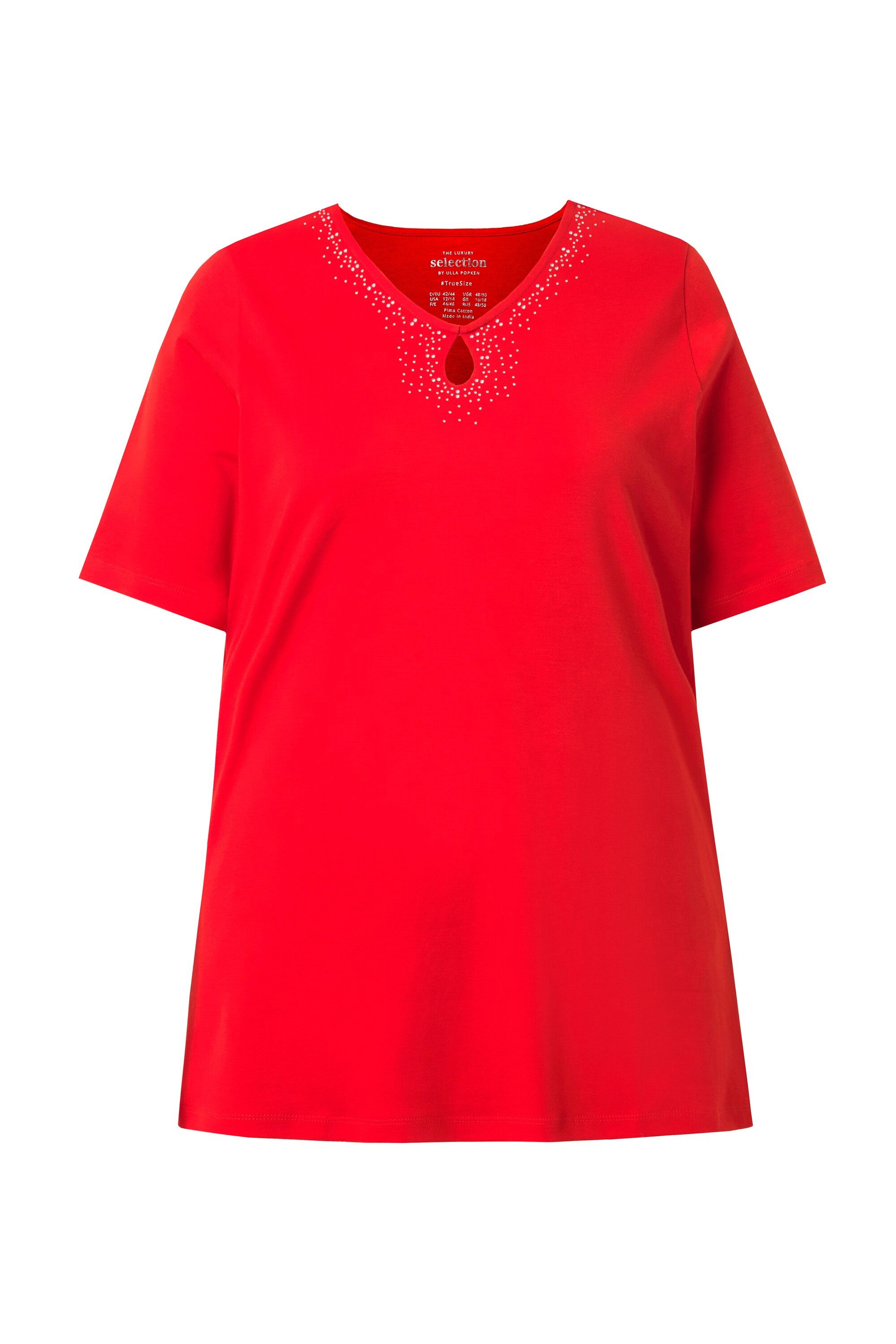 Ulla Popken T-Shirt T-Shirt Ziersteine V-Ausschnitt Halbarm günstig online kaufen
