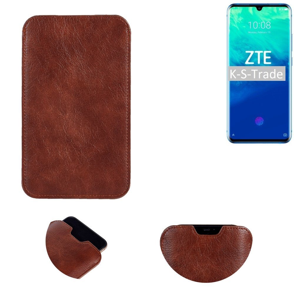 K-S-Trade Handyhülle für ZTE Axon 10 Pro, Schutzhülle Handyhülle Handytasche Kunstleder Sleeve in braun