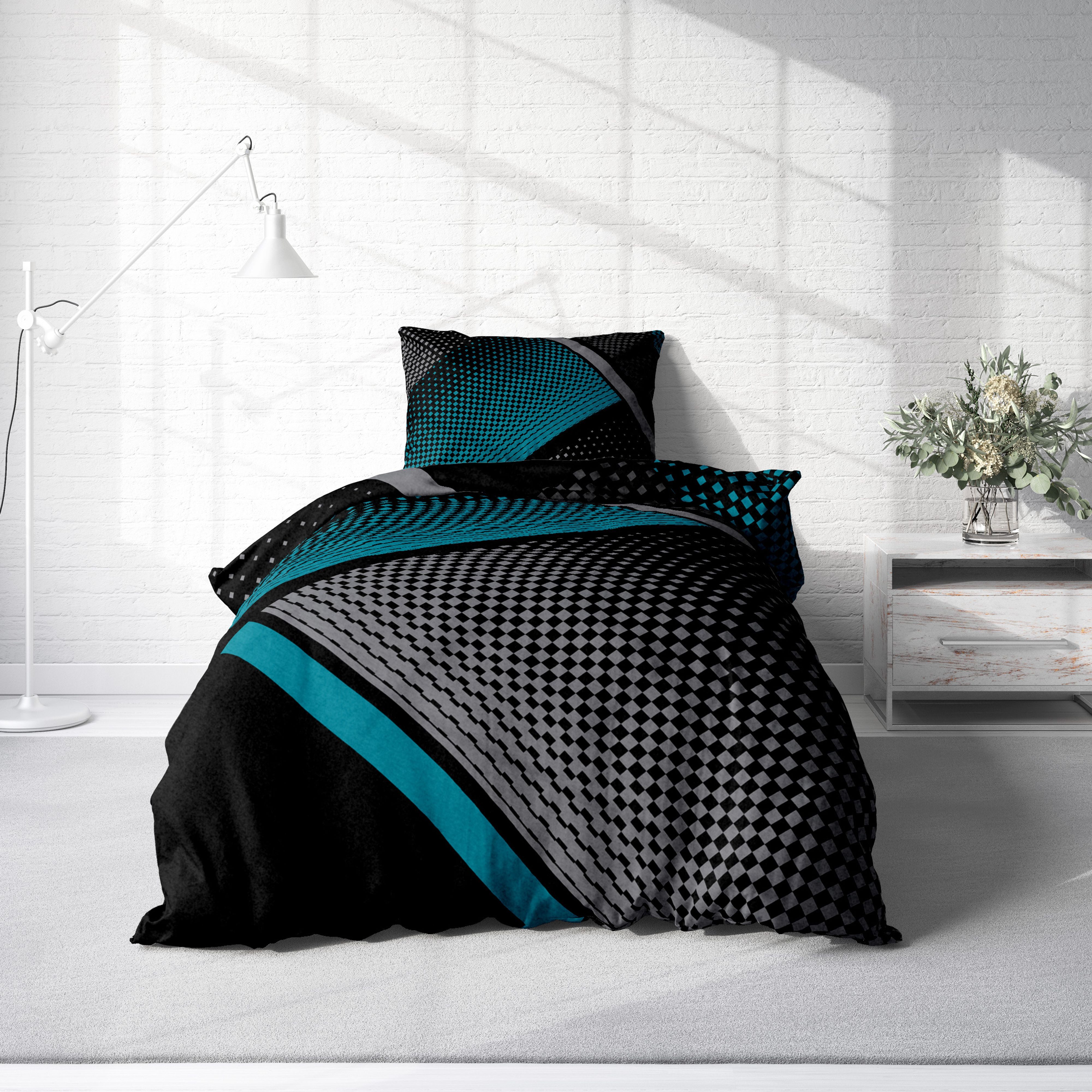 One Home Bettwäsche Piccadilly, Fleece, 2 teilig, grafisch und geometrisch, günstig online kaufen