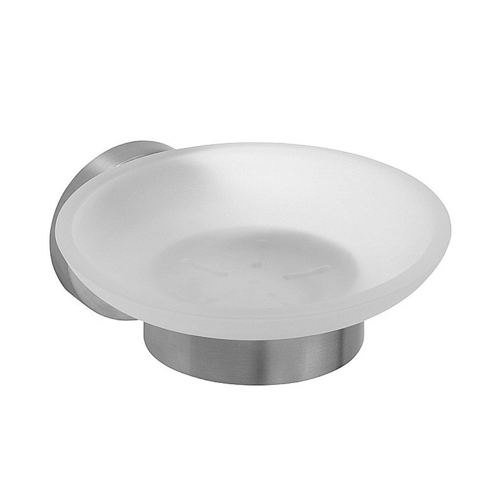 BRILLANTBAD® Seifenschale BEO Seifenablage Edelstahl Glas matt Bad & Küche >> Bohren / Kleben, Breite: 5.5 cm