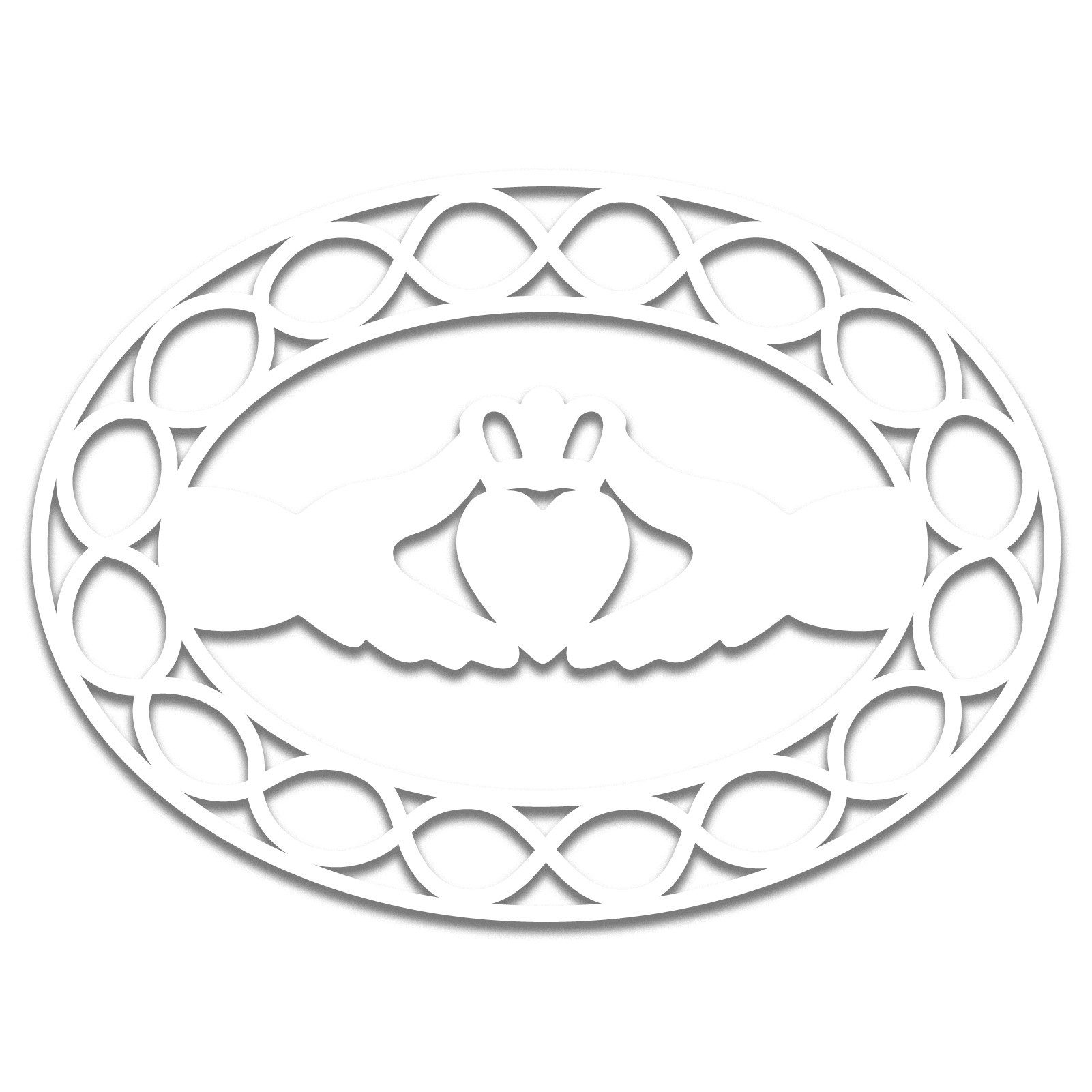 Jumpeak Wanddekoobjekt Oval Metall zweihändig Klammer Herz Wandbehang, Krone, Kunst., Hergestellt aus Metall,Schwarz,Weiß,3 Größe