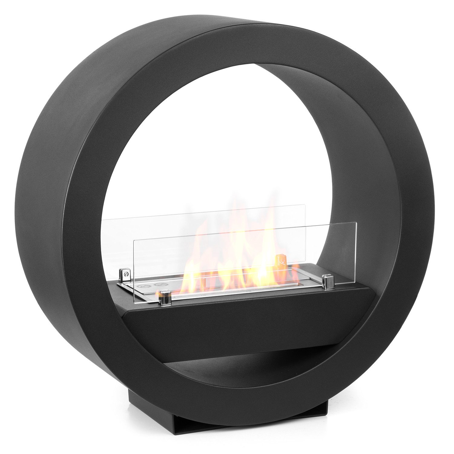 Moritz Dekokamin Standkamin 64 x 63 x 25 cm schwarz 1,5 Liter Brenner, Edelstahl, Standkamin Ethanolbrenner Glasfeuer Terrassenfeuer Kamin
