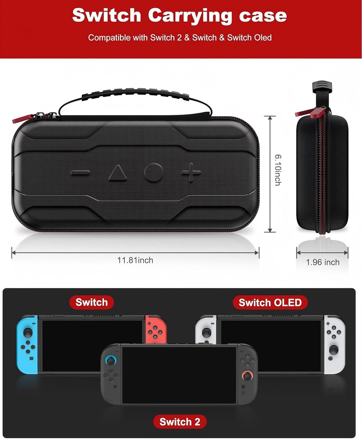 SURFOU Nintendo-Schutzhülle Tasche Kompatibel mit Nintendo Switch 2 Zubehör Hülle Tragetasche Kompatible Displaygröße: 7,9 zoll, nintendo switch 2 tasche mit 10 – Bild 5 von 5