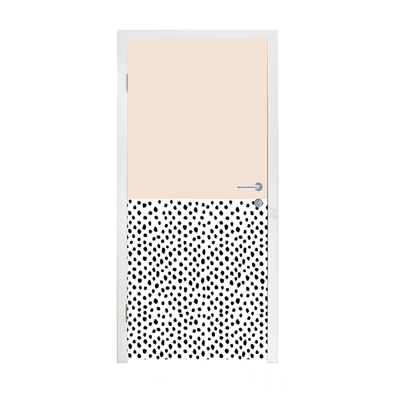 MuchoWow Türtapete Polka dots - Weiß - Schwarz, Matt, bedruckt, (1 St), Fototapete für Tür, Türaufkleber, 75x205 cm