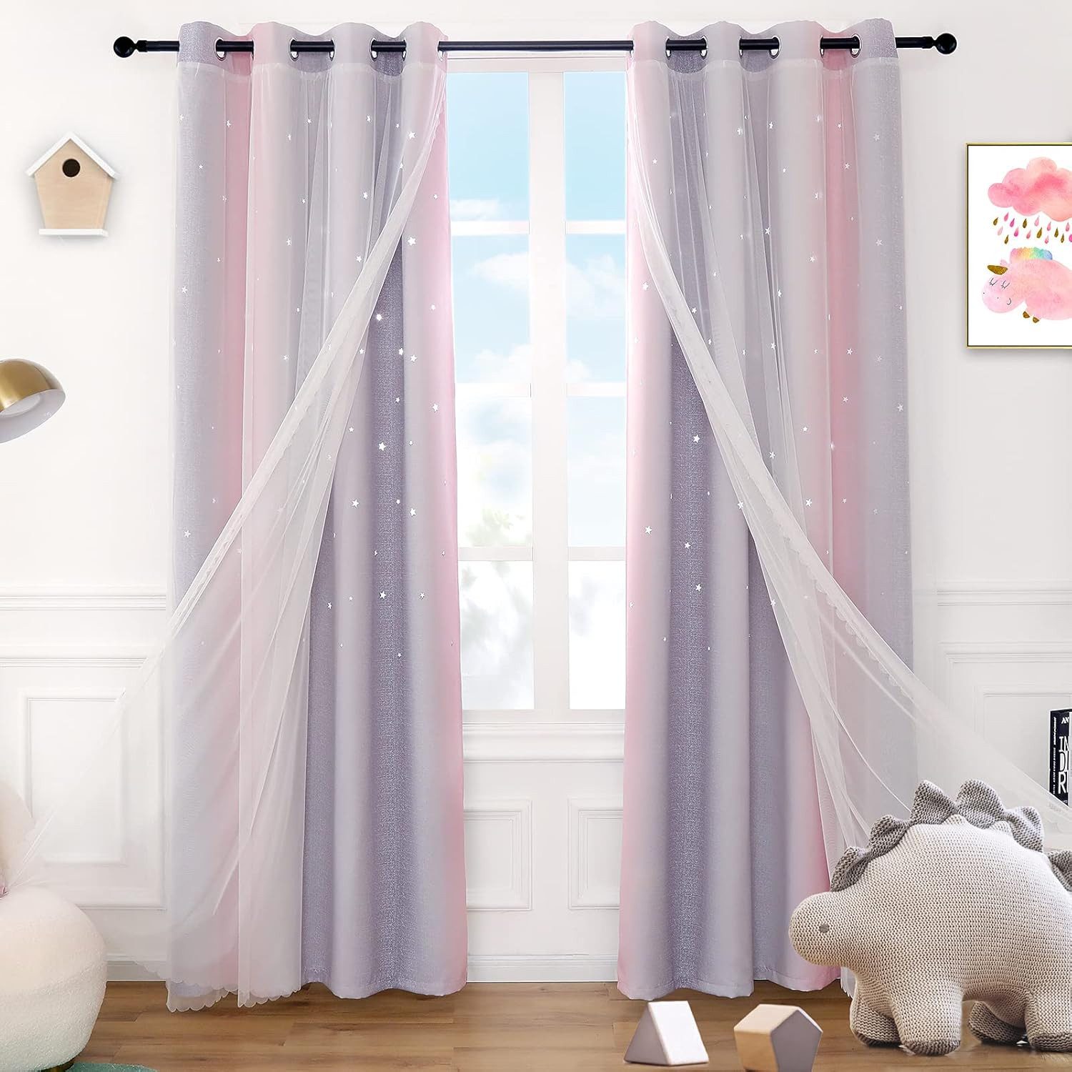 SiviO Vorhang Kinder Verdunkelungsvorhänge mit Sternen-Ombre-Design, günstig online kaufen