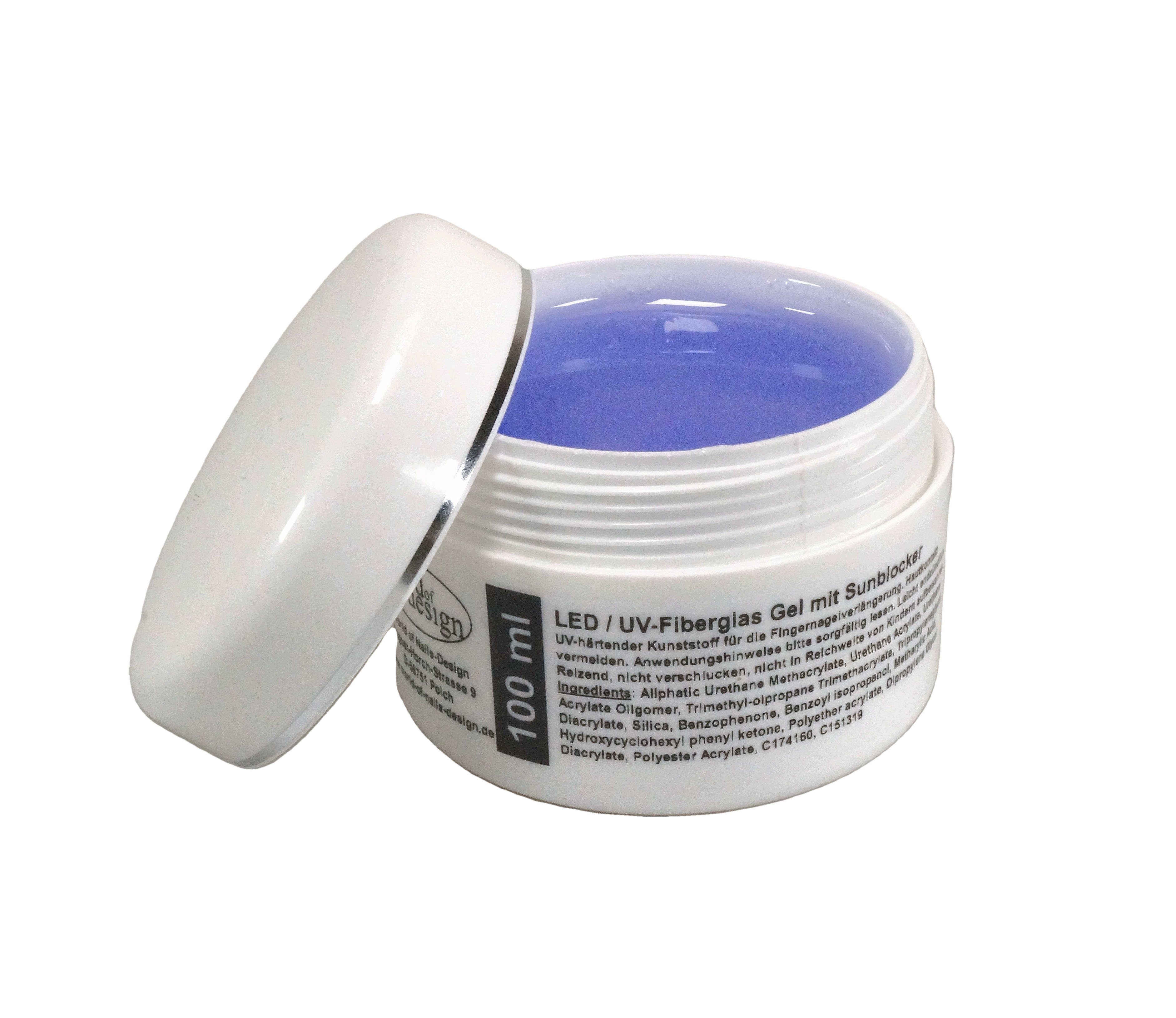 World of Nails-Design UV-Gel LED/UV-Fiberglas Gel klar 1 Phasengel, Aufbaugel mit Sunblocker, professionelle Studioqualität