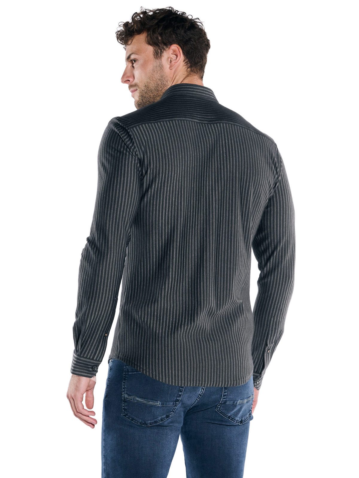 emilio adani Langarmhemd emilio adani Herren Hemd gemustert, Schwarz günstig online kaufen