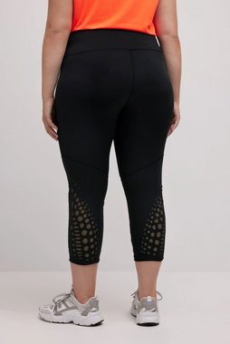 Ulla Popken Lederimitathose 7/8-Sportleggings schnelltrocknend Cut-Outs