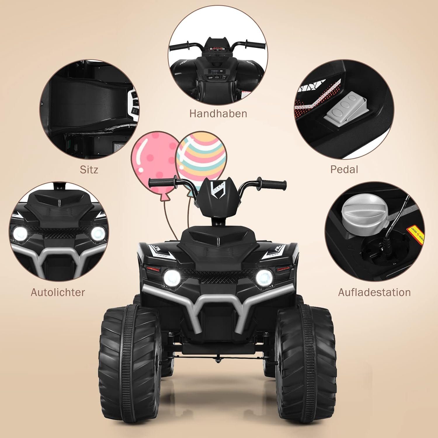 KOMFOTTEU Elektro-Kinderquad Quad Motorrad, mit LED Musik Hupe USB Bluetoot günstig online kaufen