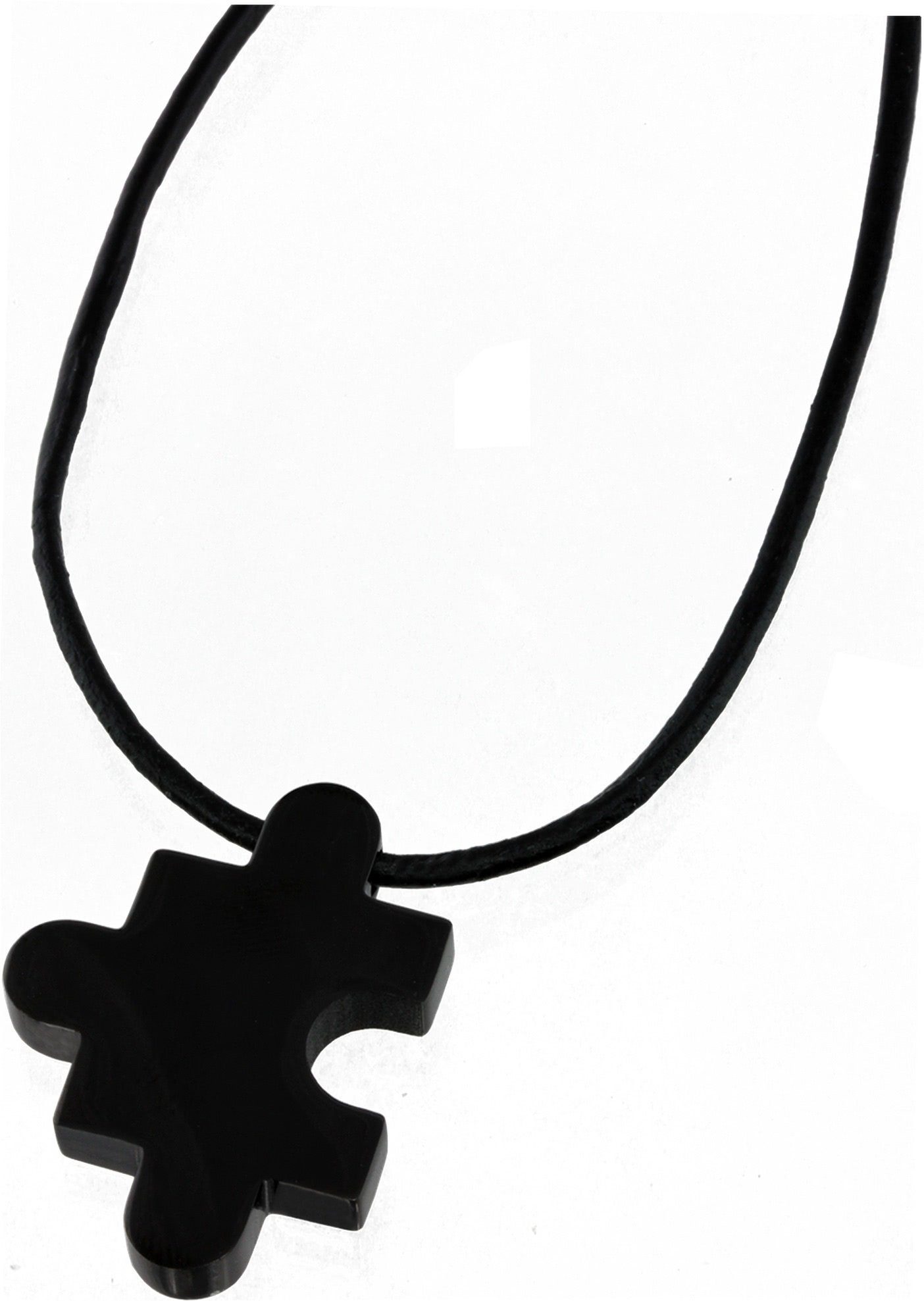 Halskette 5cm Puzzle Edelstahl Amello Amello schwarz (Halskette), ca. + silber Damen-Halskette 50cm Verlängerung, (Stain (Puzzle) Edelstahlkette