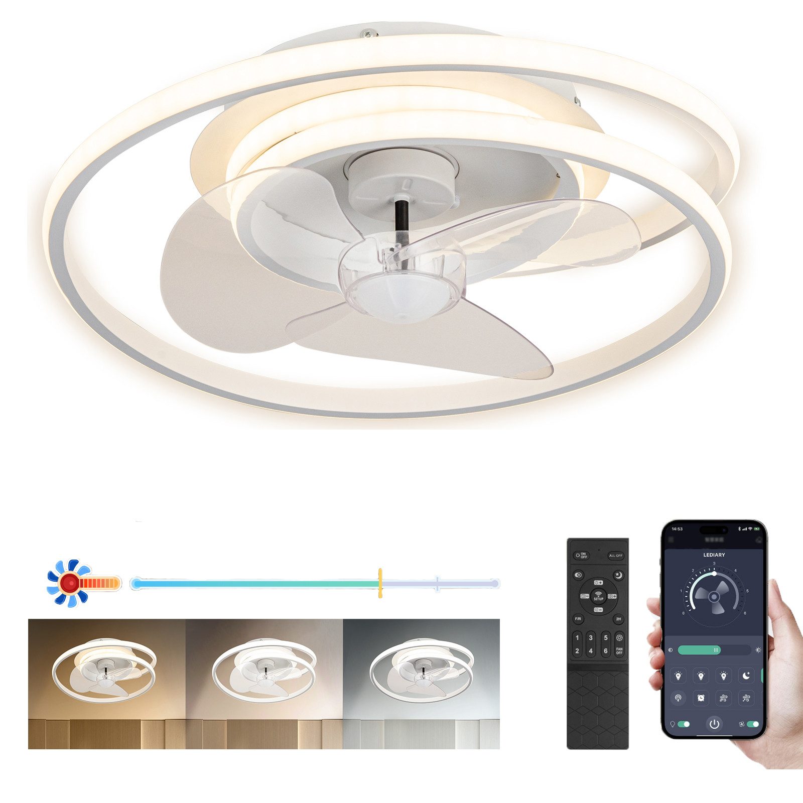 Jibenhome Deckenventilator Deckenleuchte mit Ventilator 86W günstig online kaufen