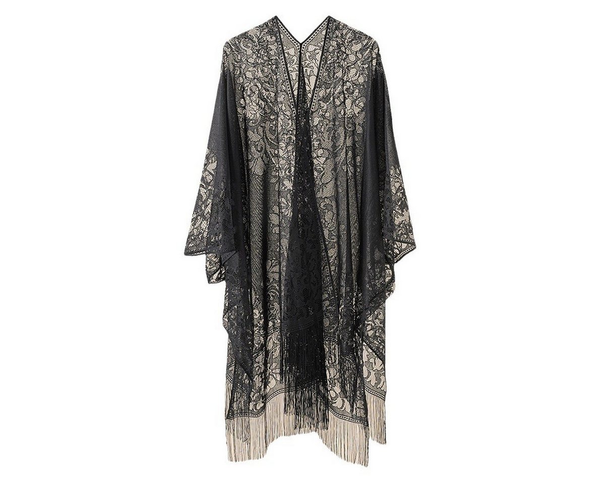 MOPUEA Kimono Sommerkleid Damen Strandkleid Strandtunika Boho Spitze Bikini Cover Up, Elegantes Design mit Spitzenakzent