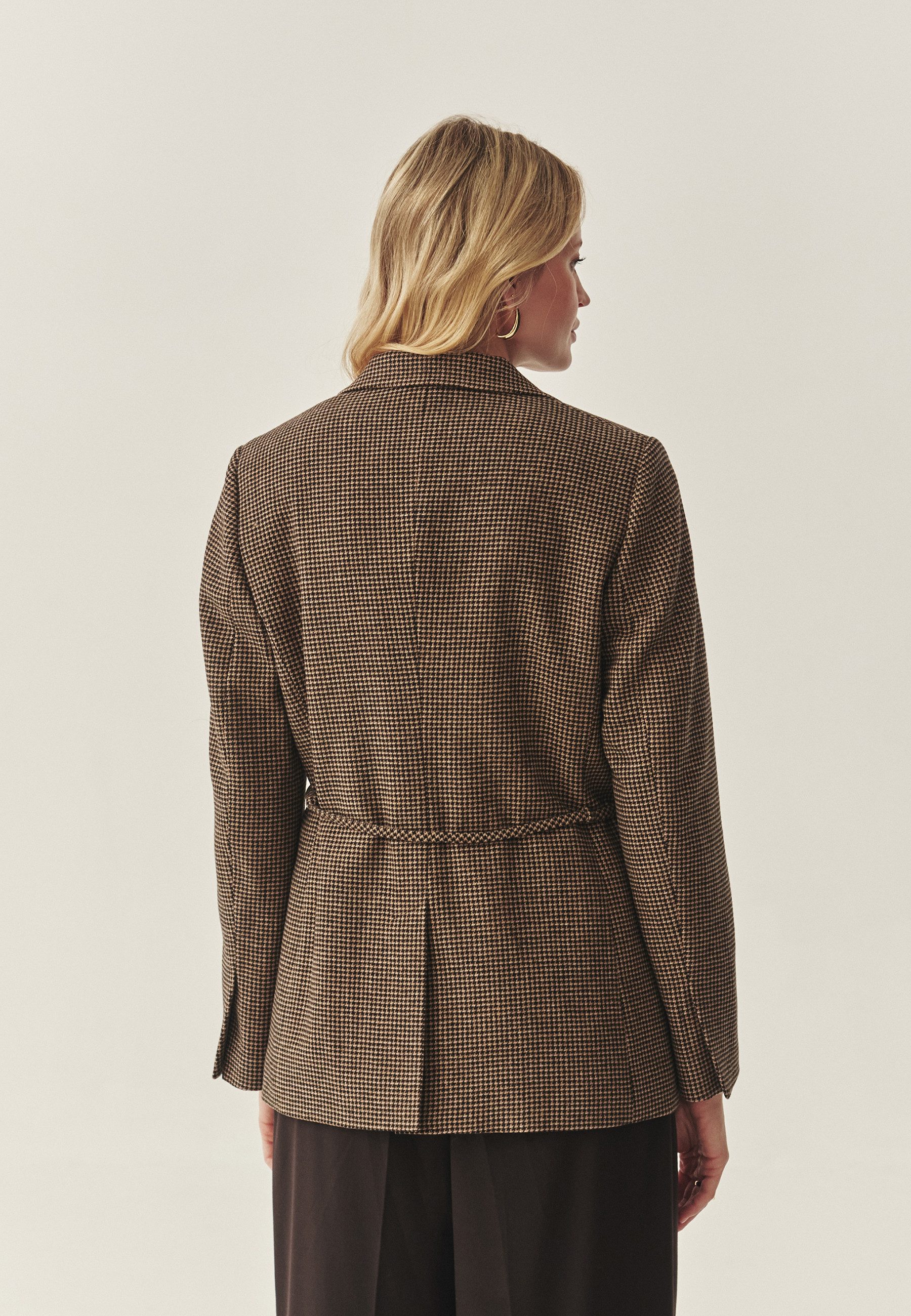 TATUUM Longblazer Wool Houndstooth Jacket - Soma