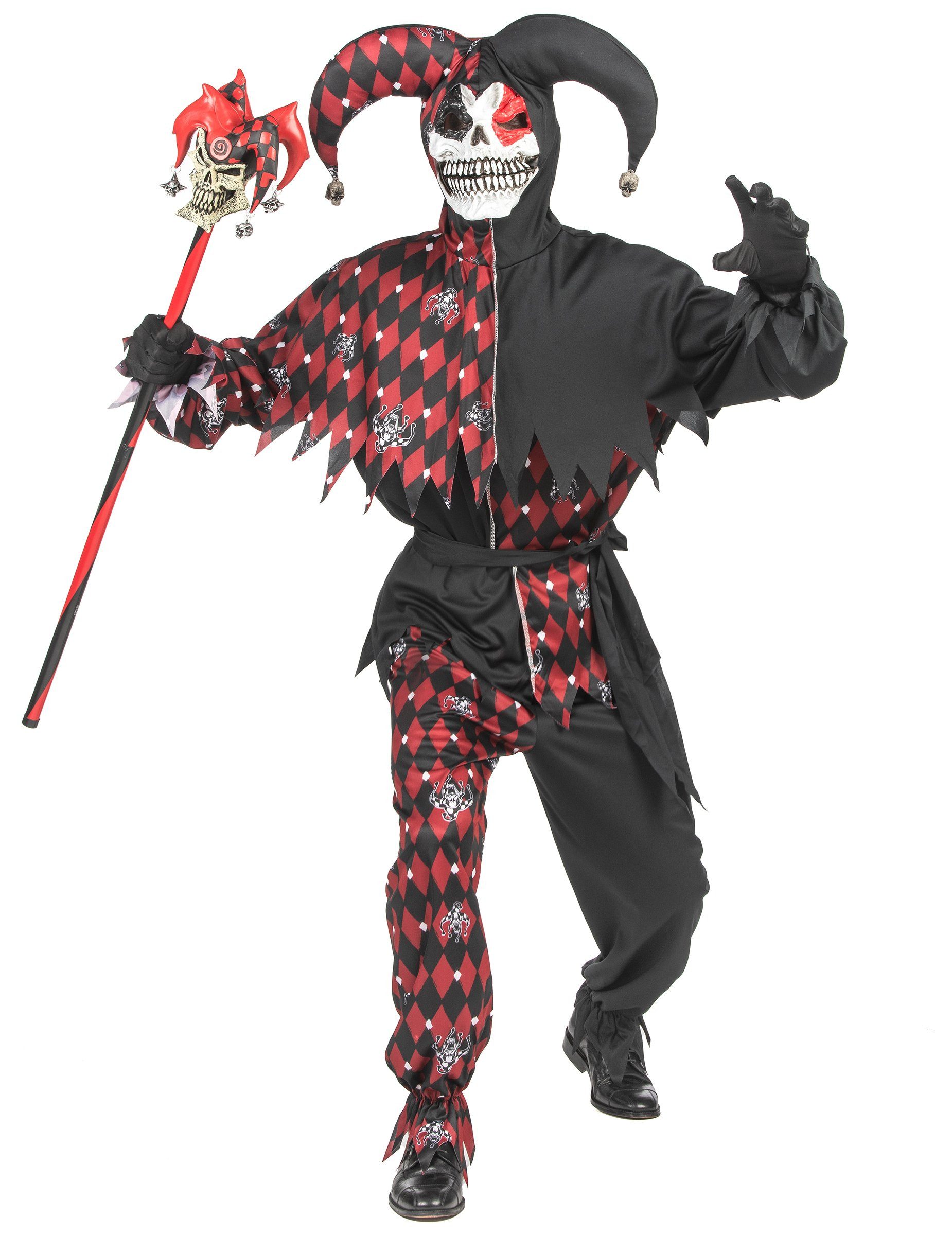 California Costumes Kostüm Killer-Clown-Kostüm für Herren Harlekin Halloween-Kostüm schwarz-rot