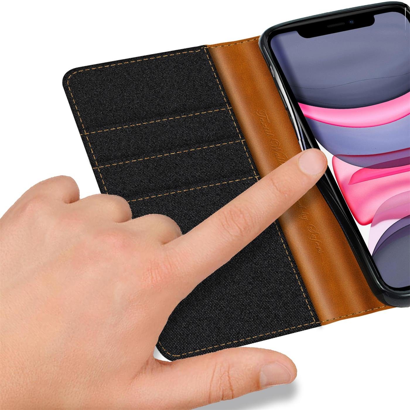CoolGadget Handyhülle Denim Schutzhülle Flip Case für Apple iPhone 11 6,1 Zoll, Book Cover Handy Tasche Hülle für iPhone 11 Klapphülle
