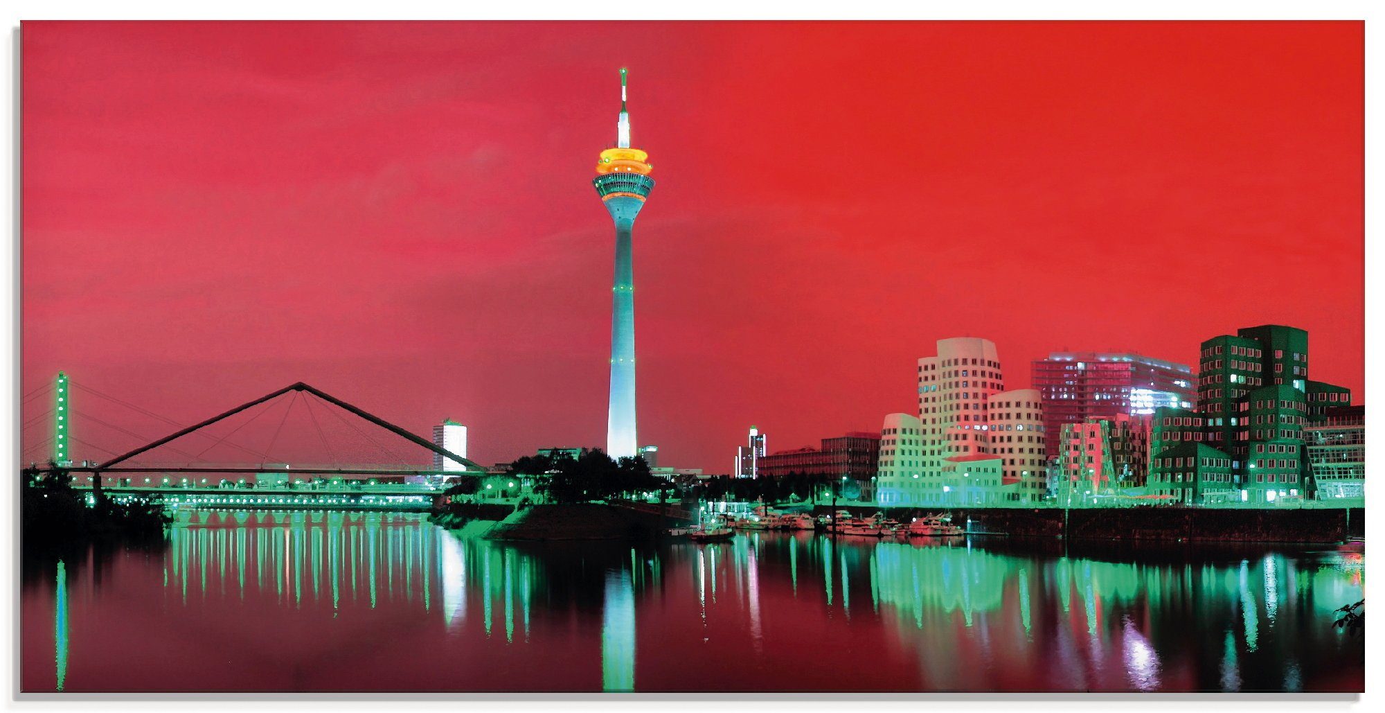 (1 St), Größen in V, verschiedenen Düsseldorf Skyline Glasbild Artland Deutschland
