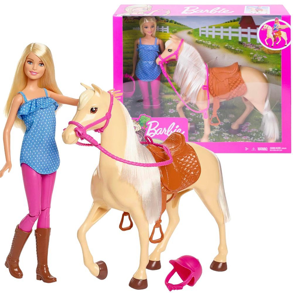 Barbie Anziehpuppe Reitspaß Spiel-Set Mattel FXH13 Puppe Barbie mit Pferd & günstig online kaufen