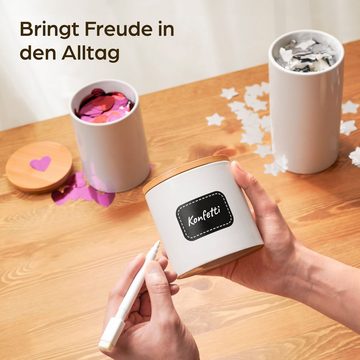 Praknu Vorratsdose Vorratsdosen Mit Deckel Set - Luftdicht Deko Küche Aufbewahrungsbox, Keramik, (Set, 3-tlg), Für Kaffee Aufbewahrung Organisation, Aufbewahrungsdosen Keksdose Weiß