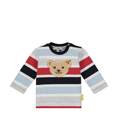 Steiff Collection Sweatshirt Steiff Baby Sweatshirt Flausch Teddy Applikation Blockstreifen