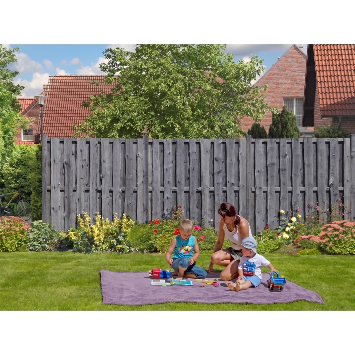 Woodtex Sichtschutzelement WOODTEX Holz Sichtschutzzaun Nadelholz Grau blickdicht